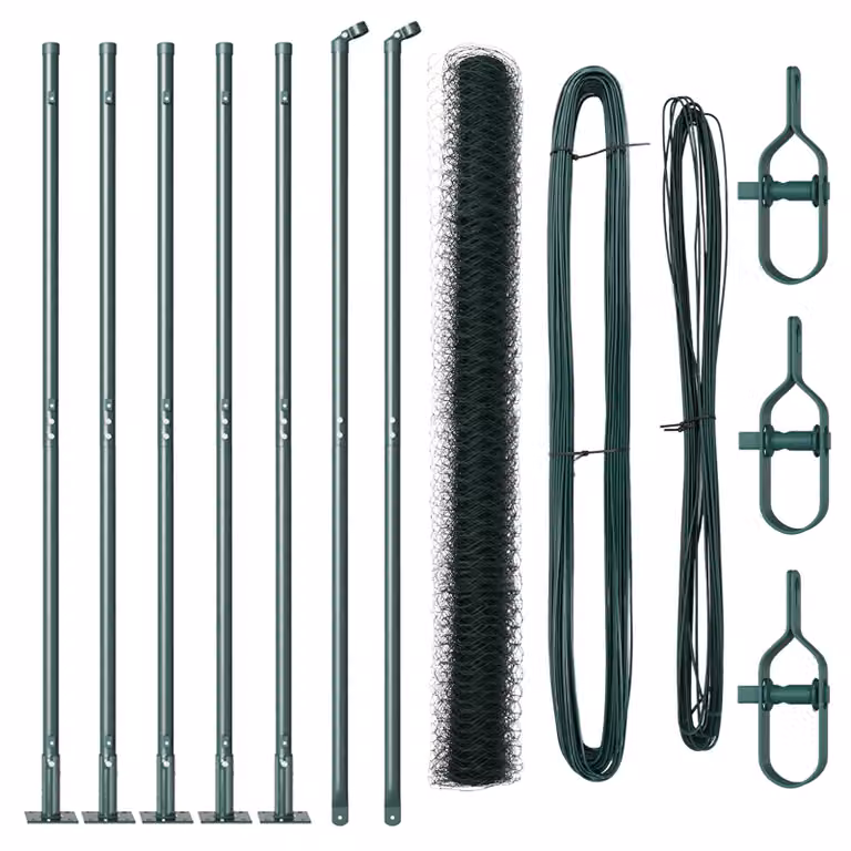 Berkfield Home Hexagon Steel Fence, Green, 4 x 10 m