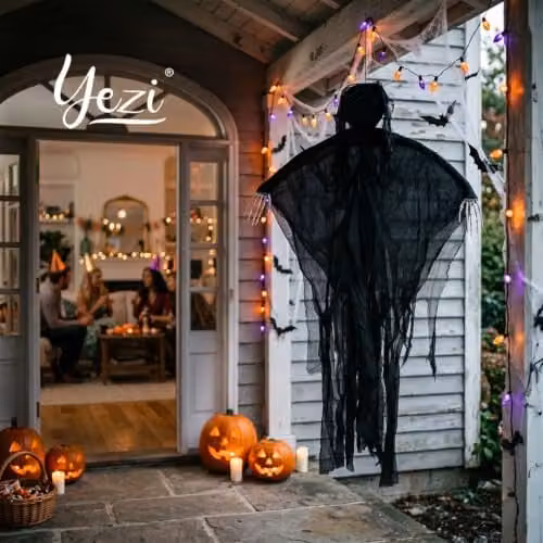Yezi Halloween Grim Reaper Hanging Decoration, Black, Height: 130 cm – 6