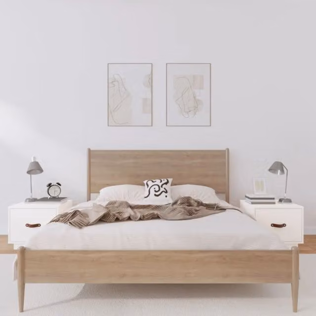 Berkfield Home Set of 2 White Solid Wood Pine Bedside Cabinets W/D/H: 40 x 34 x 35 cm