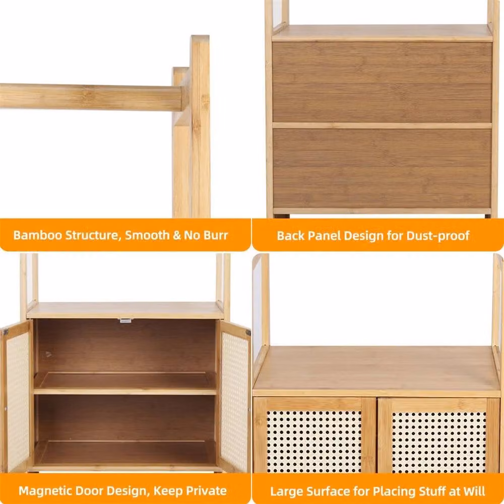 Havendro Heavy Duty Bamboo Corner Coat Rack and Shoe Shelf in Brown – 2