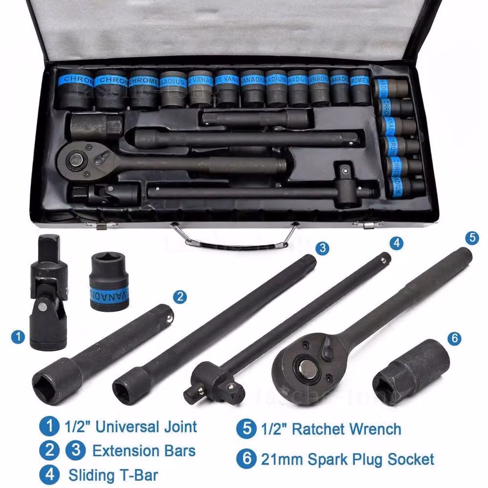 SPETLEK Heavy Duty 1/2 inch Ratchet Wrench Socket Set 8-32mm in Black – 2