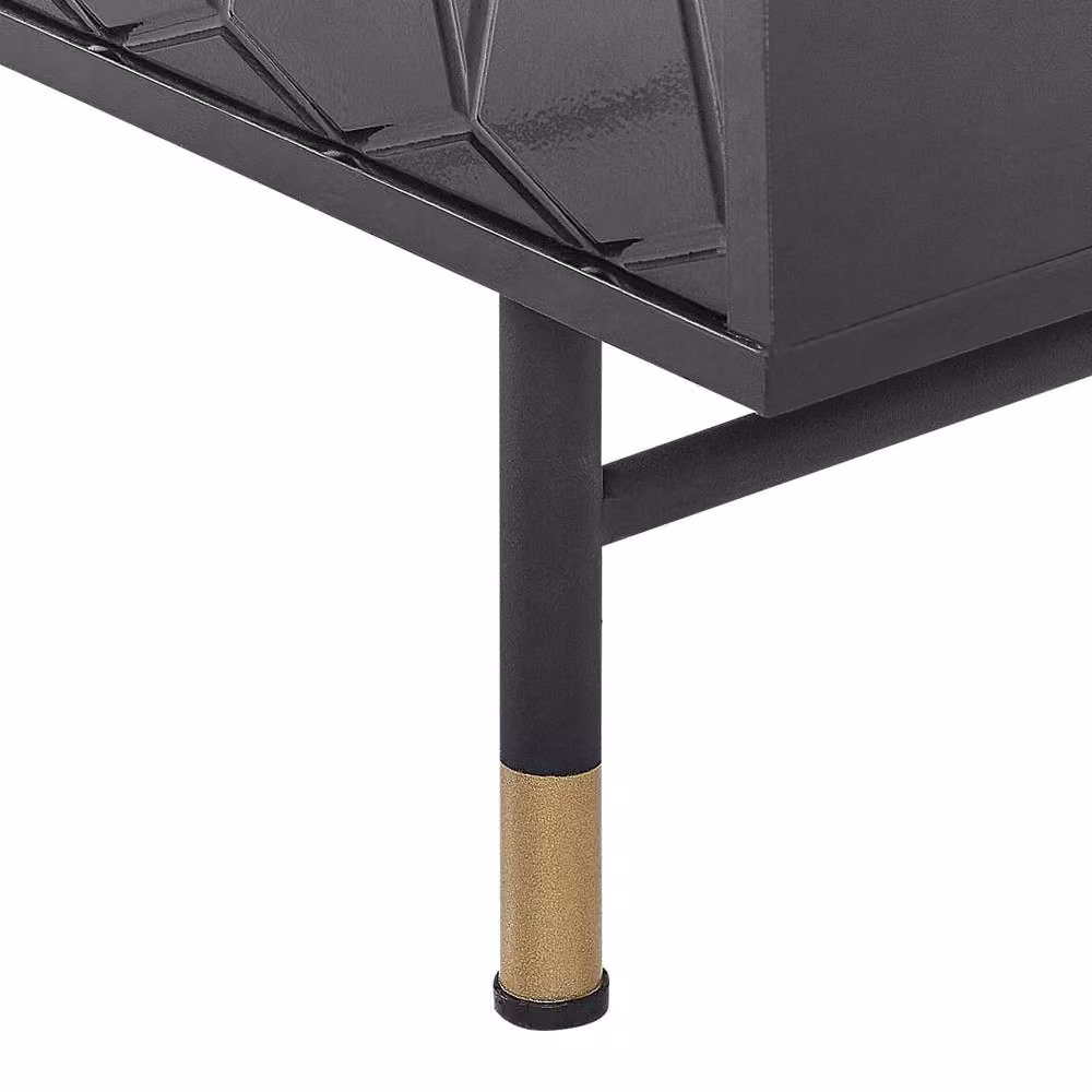 Wyld and Coco Matte Black Two-Door Wall-Mounted Sideboard with Gold-Coloured Legs, W: 120 cm, H: 82 cm, D: 2 cm – 4