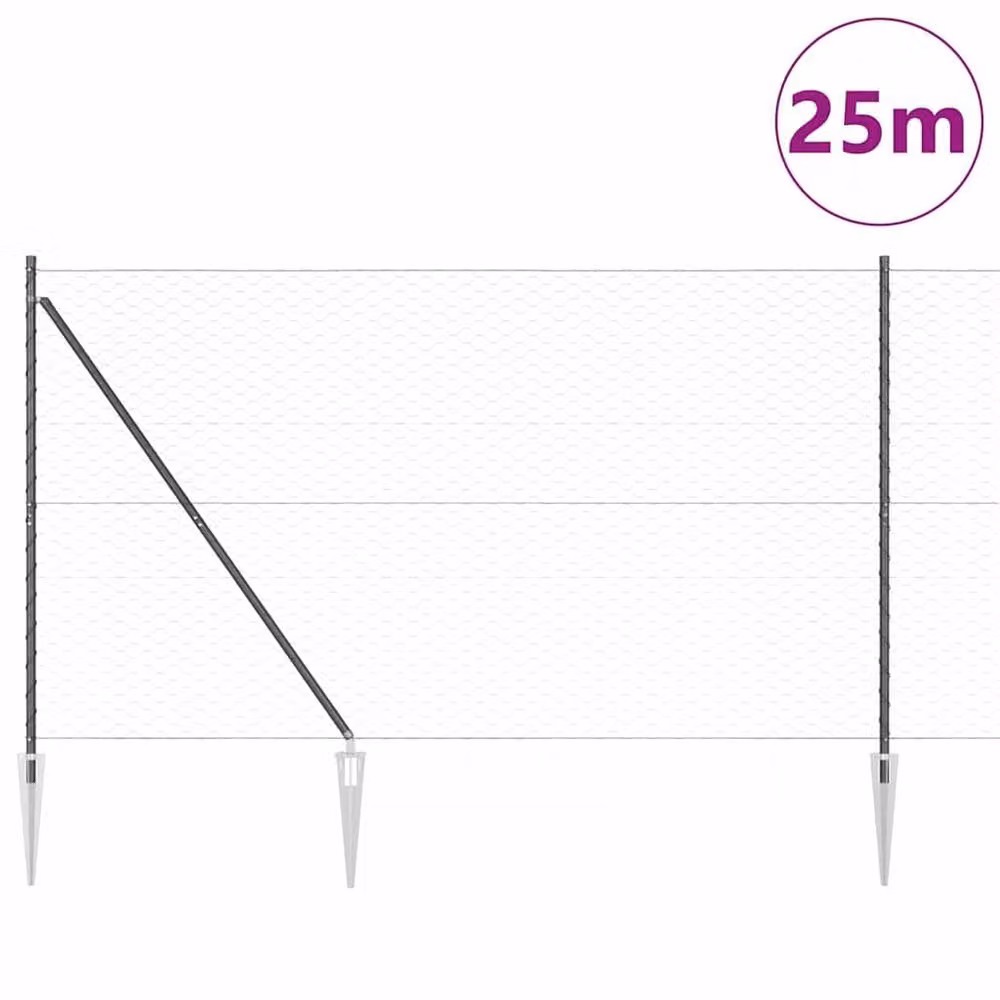 Berkfield Home Grey PVC-Coated Metal Fencing Set of 2, W: 25 m, H: 1.5 m – 3