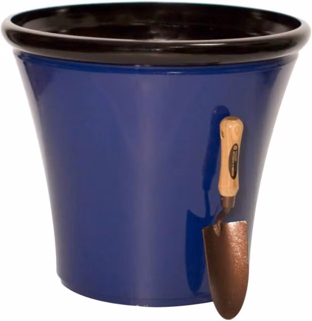 Primrose Cone Glazed Ceramic Outdoor Garden Planter in Pacific Blue, Height: 55 cm