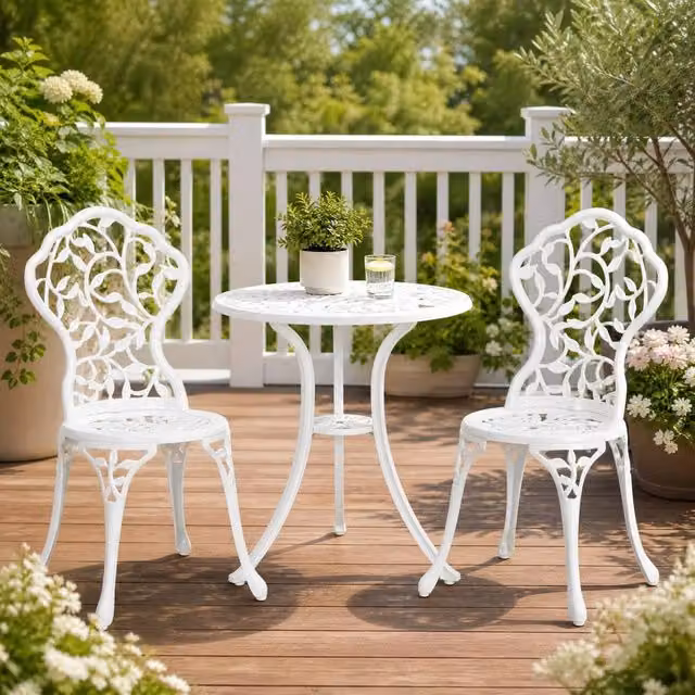 STILVORA Modern Bistro Set with Matt White Aluminium Structure – 1