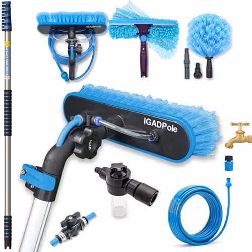 IGAD Blue 20ft Telescopic Water-Fed Window Cleaning Pole Kit with Squeegee and Telescopic Handle – 1