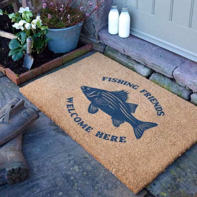 Artsy Mats Fishing Friends Welcome Doormat in Brown, W/D: 90 x 60 cm – 1