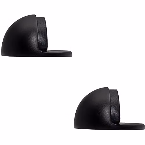 Loops 2 Pack Matt Black Floor Mounted Oval Rubber Doorstops