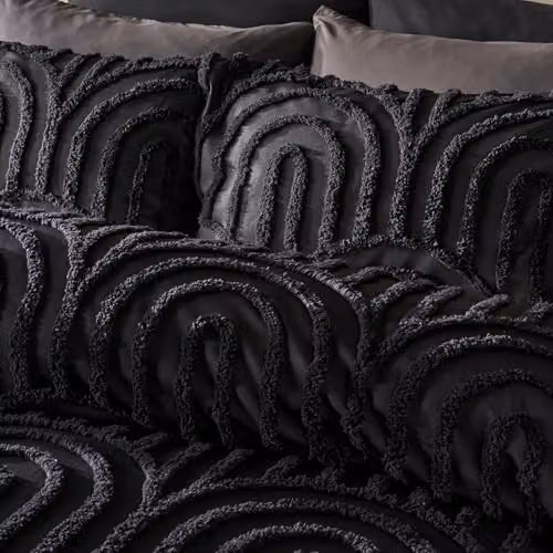OHS Tufted Arches Single Duvet Cover and Pillowcase Set, Black, W/D/H: 135 x 200 cm and 50 x 75 cm – 2