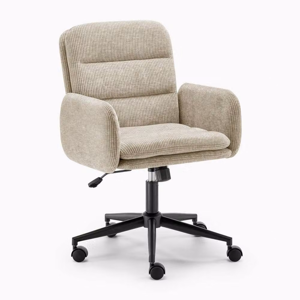 FurnitureboxUK Diora Beige Jumbo Corduroy Swivel Office Chair – 2
