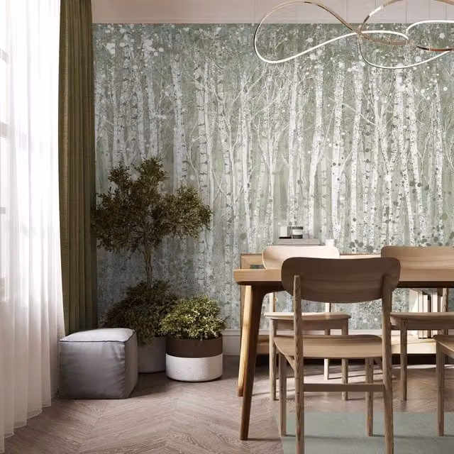 Superfresco Woods Sage Print Green Abstract Minimalist Wall Mural W: 3 m, H: 2.8 m – 1