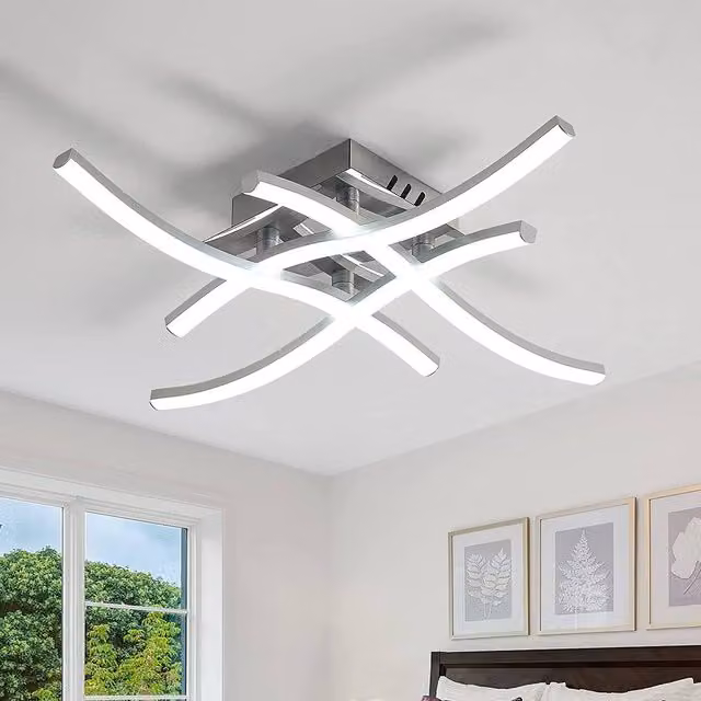 Pheashine Silver Aluminium LED Ceiling Light, 24W, 6500K Cool White, 1400 Lumens, W: 48 cm, D: 37 cm, H: 9.5 cm