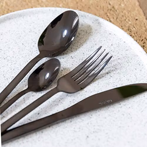 Mikasa Ciara Diseno 16 Piece Stainless Steel Cutlery Set in Black and Gold with Case – 2