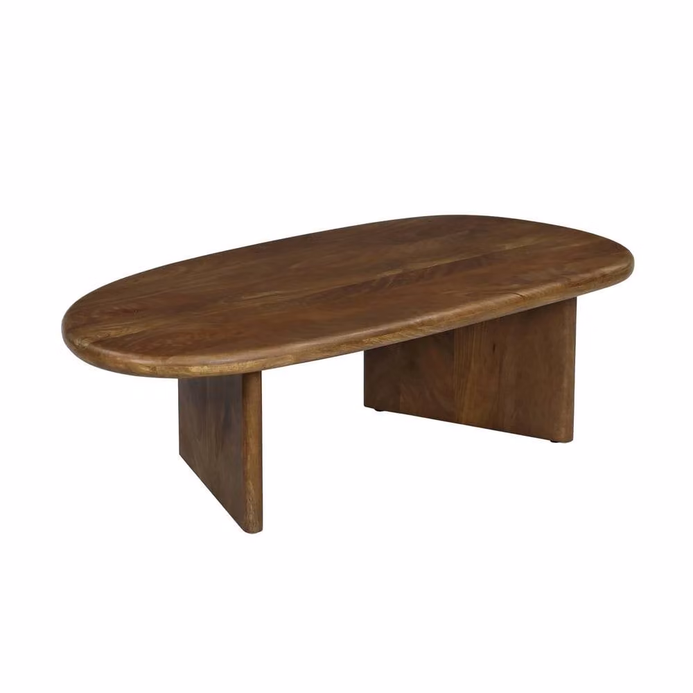 sweeek Oval Mango Wood Coffee Table in Dark Brown, W/D/H: 60.0 x 35.0 x 25.0 cm – 2