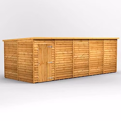 Powersheds Premium Pent Overlap Wooden Shed in Natural Brown, Windowless with Security Lock and Floor – 1