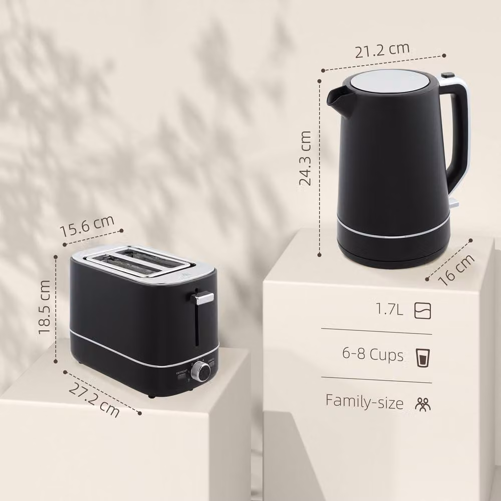 STILVORA Kettle and 2 Slice Toaster Set in Black – 2