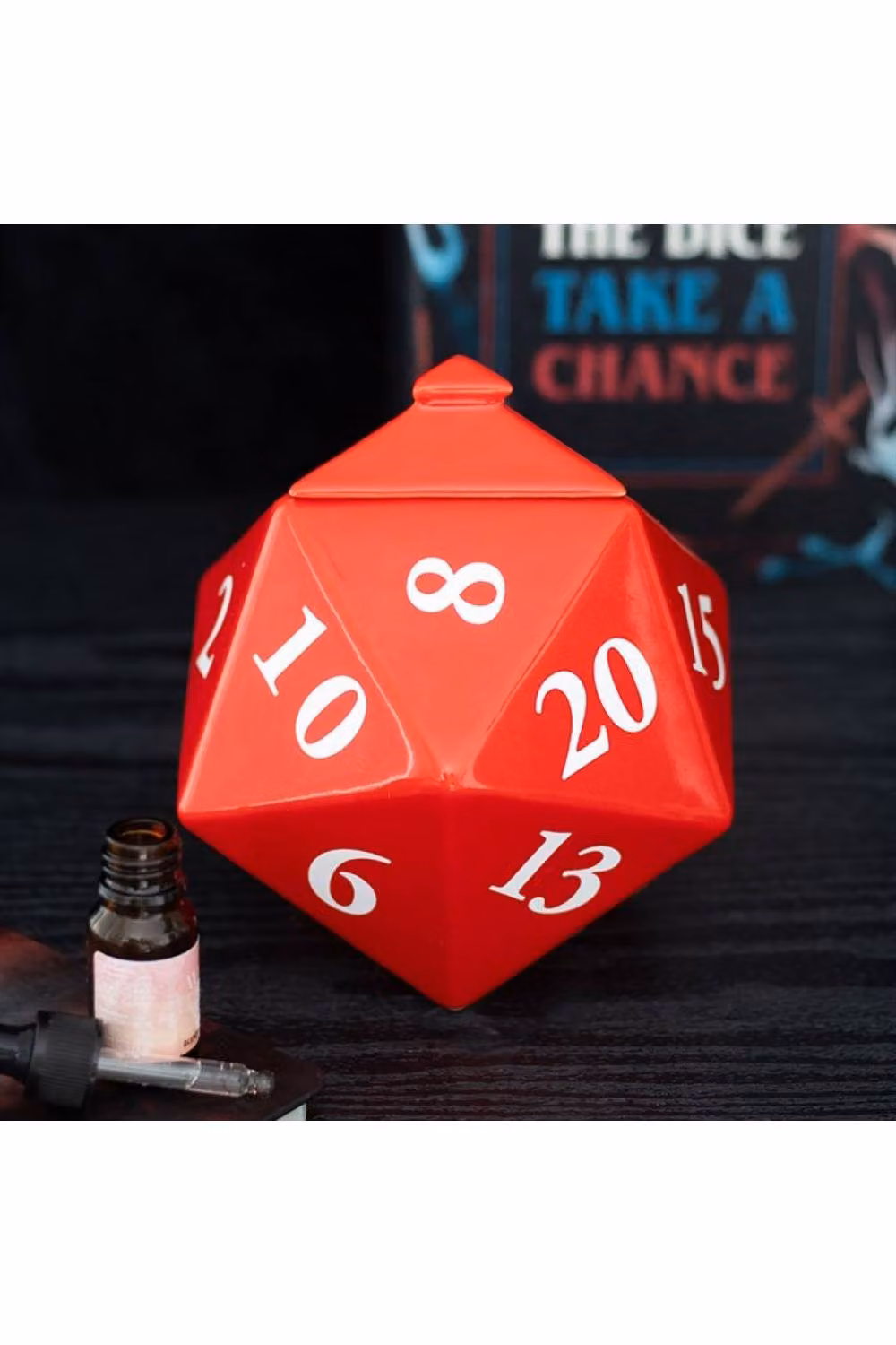 KDMD Red Ceramic D20 Gaming Dice-Shaped Tealight Oil Burner for Aromatherapy and Home Fragrance – 2