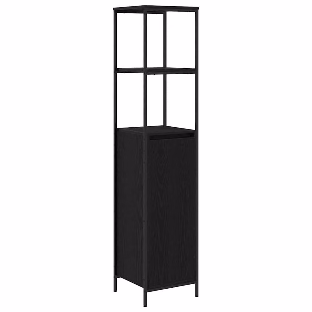Berkfield Home Durable Black Oak Bathroom Cabinet with Internal Shelves and Hinged Doors, W/D/H: 36 x 20 x 165 cm – 2