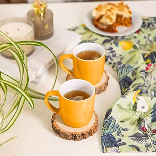 Argon Tableware Yellow Stoneware Coffee Mugs, 350ml, Pack of 4 – 2