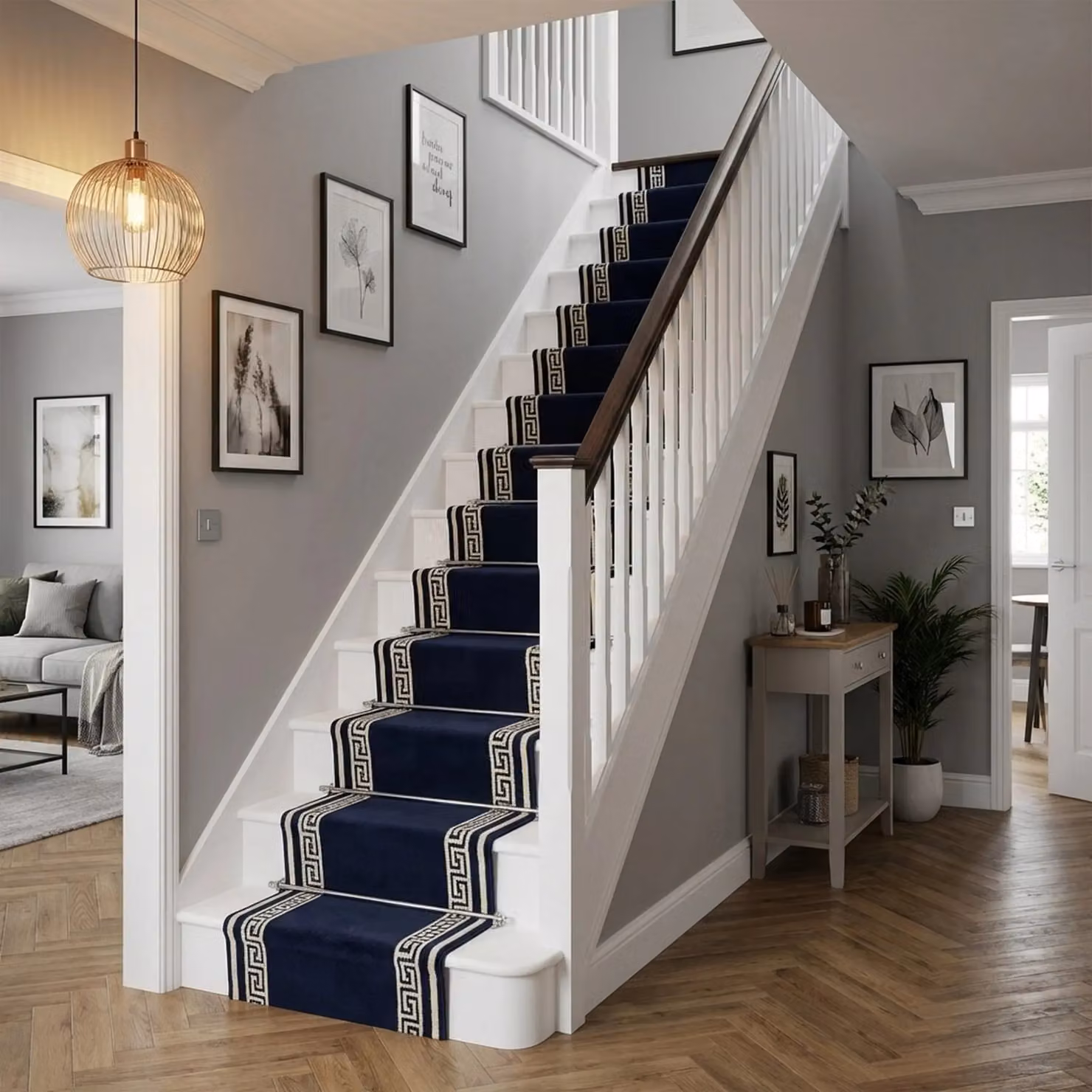 runrug Soft and Durable Stair Runner Carpet in Blue, W: 80 cm, L: 720 cm – 8