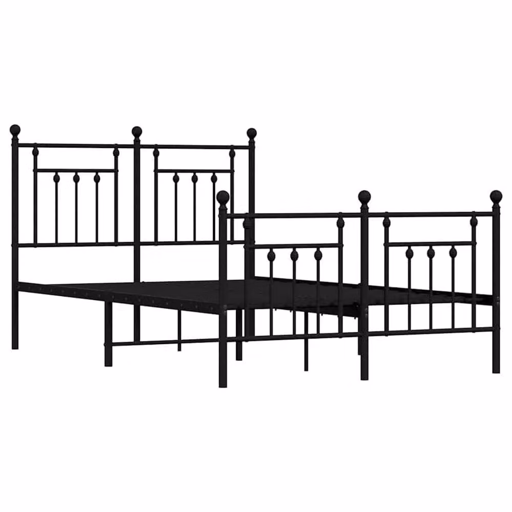 Berkfield Home Metal Bed Frame with Headboard and Footboard, Black, W/D/H: 135 x 190 cm Double – 3