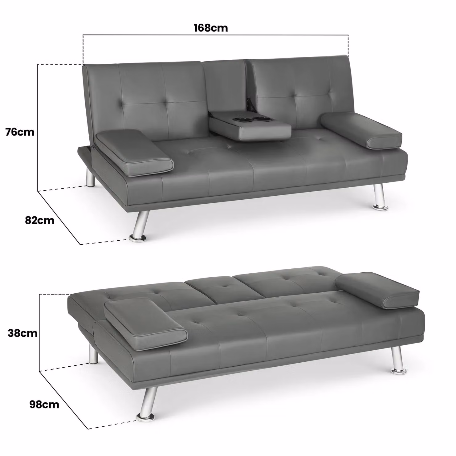 Bravich LTD Manhattan 2 Seater Click Clack Sofa Bed in Black Faux Leather – 2
