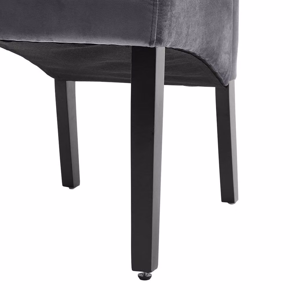 Garden Sanctuary Set of 2 Grey Velvet High Back Dining Chairs – 5