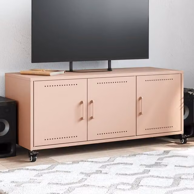 Berkfield Home Modern Pink Metal TV Cabinet W/D/H: 100.5 x 39 x 43.5 cm