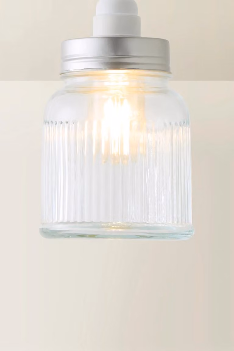 ValueLights Brushed Chrome and Transparent Glass Cylinder Ceiling Pendant Shade in Metallic Silver
