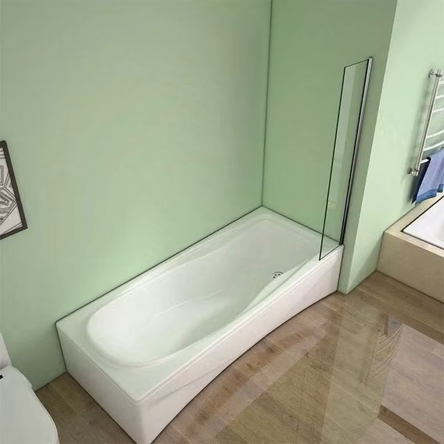 PAWNORA Clear Bath Shower Screen W: 25 cm, H: 140 cm