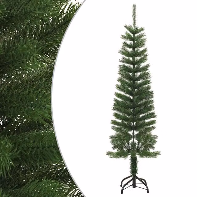 Berkfield Home Artificial Slim Green Christmas Tree with Stand, Height: 150 cm