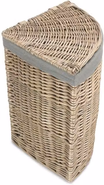 Red Hamper Small Antique Wash Corner Linen Basket with Grey Sage Lining