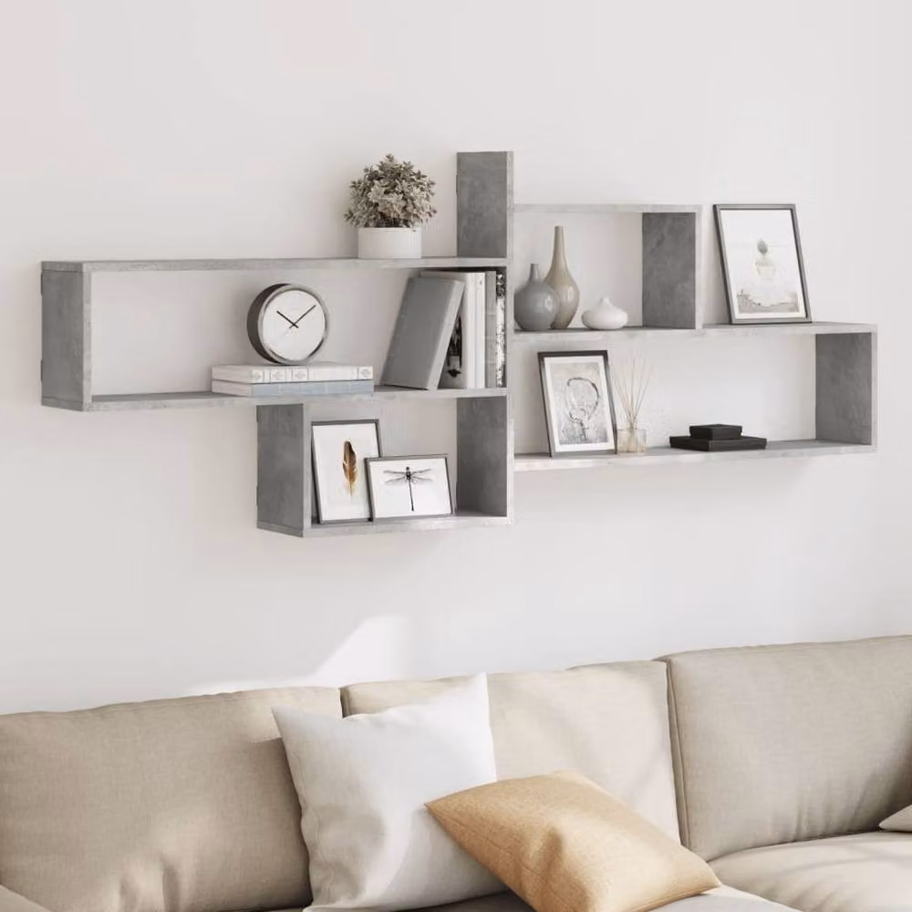 Berkfield Home Wall Mounted Shelf in Concrete Grey, W/D/H: 167.5 x 18 x 68 cm – 2