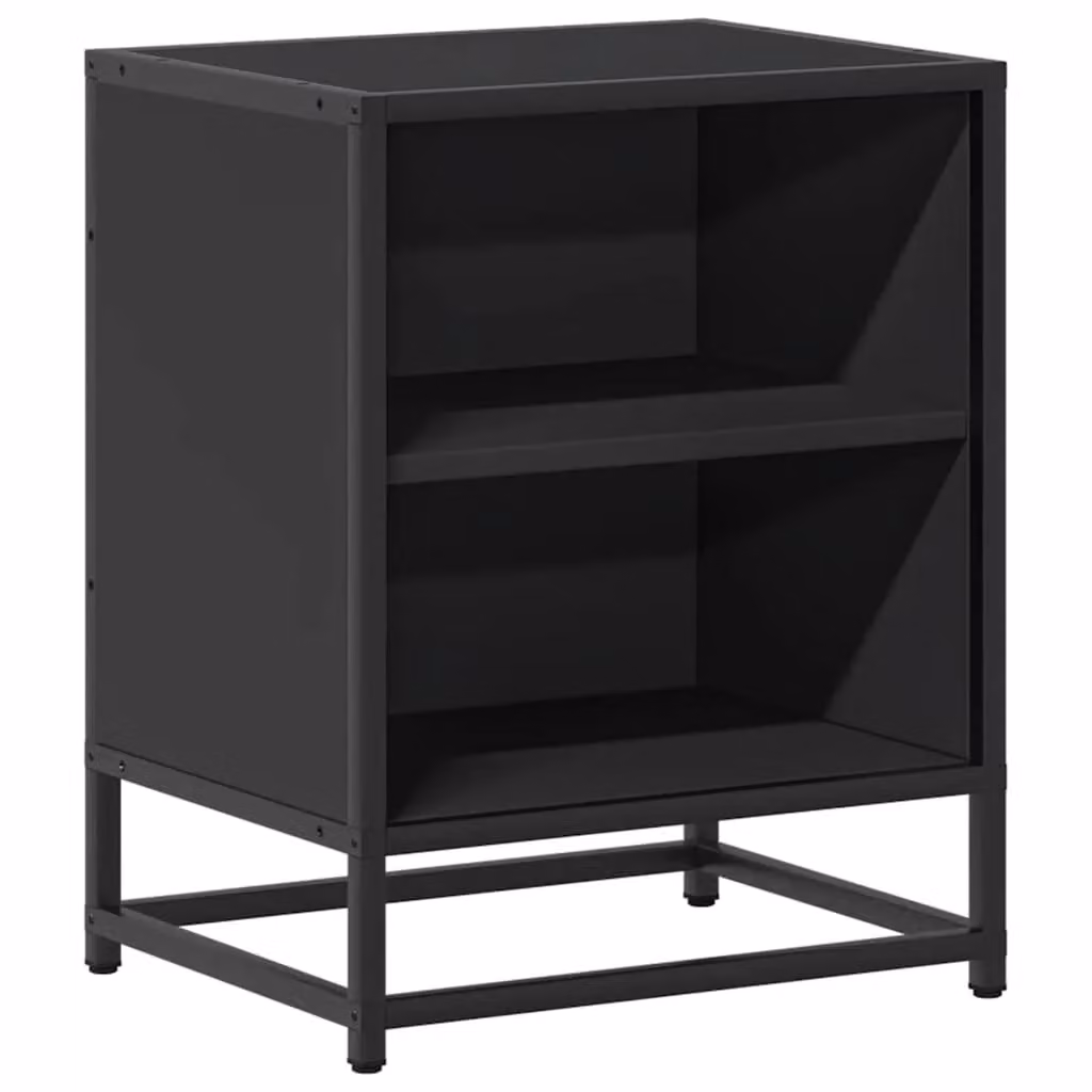Berkfield Home Black Bedside Cabinet in Engineered Wood and Metal, W/D/H: 40 x 31 x 50 cm – 2