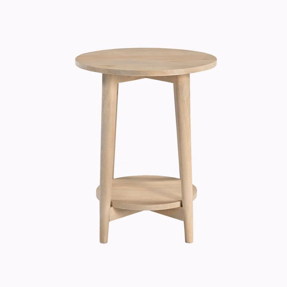 FurnitureboxUK Tacoma Round Oak and Mango Wood Side Table in Brown – 2