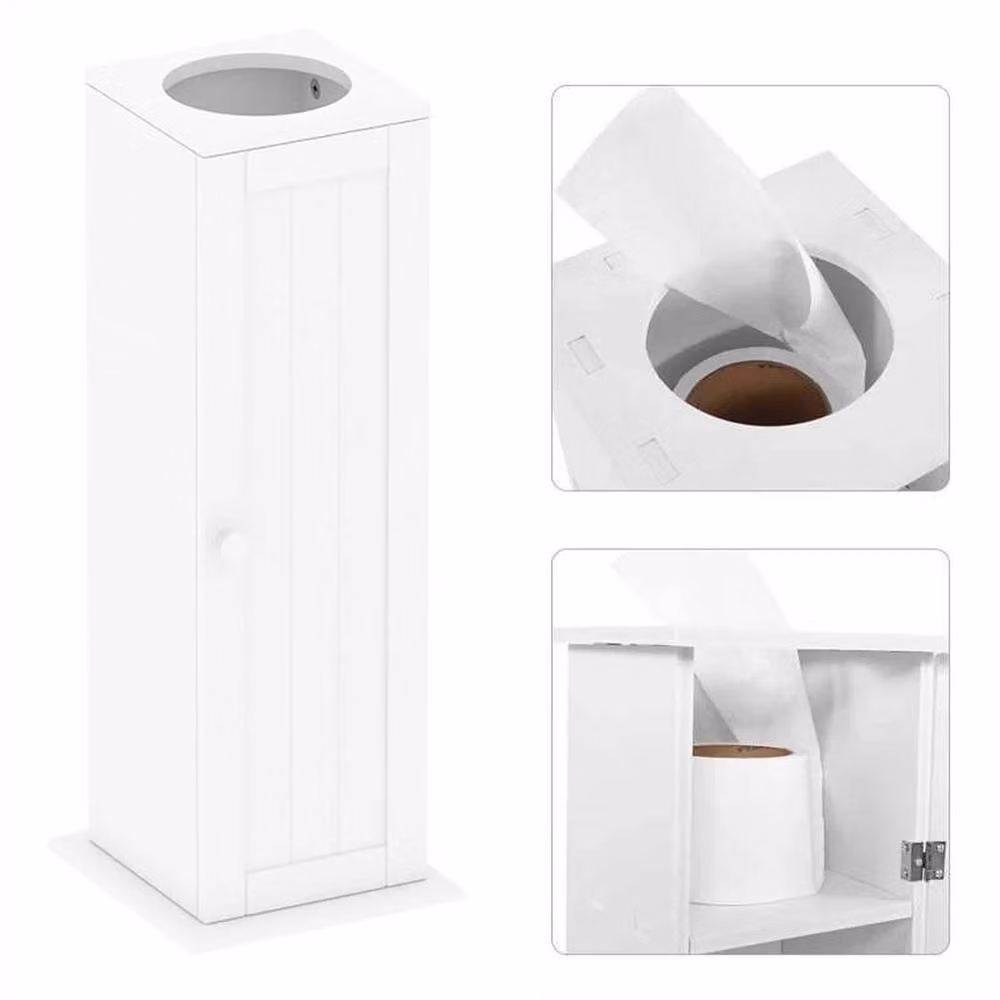 Havendro White Free Standing Toilet Roll Holder and Storage Cabinet W/D/H: 19.5 x 19.5 x 65.0 cm – 2