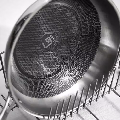 Tower Geo-Clad Silver Ceramic Hybrid Wok, 28cm – 4
