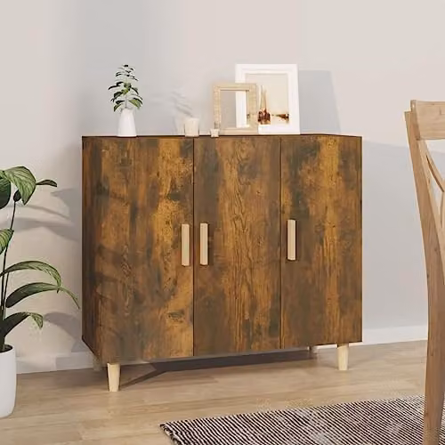 vidaXL Smoked Oak Sideboard in Brown, W/D/H: 90 x 34 x 80 cm – 2