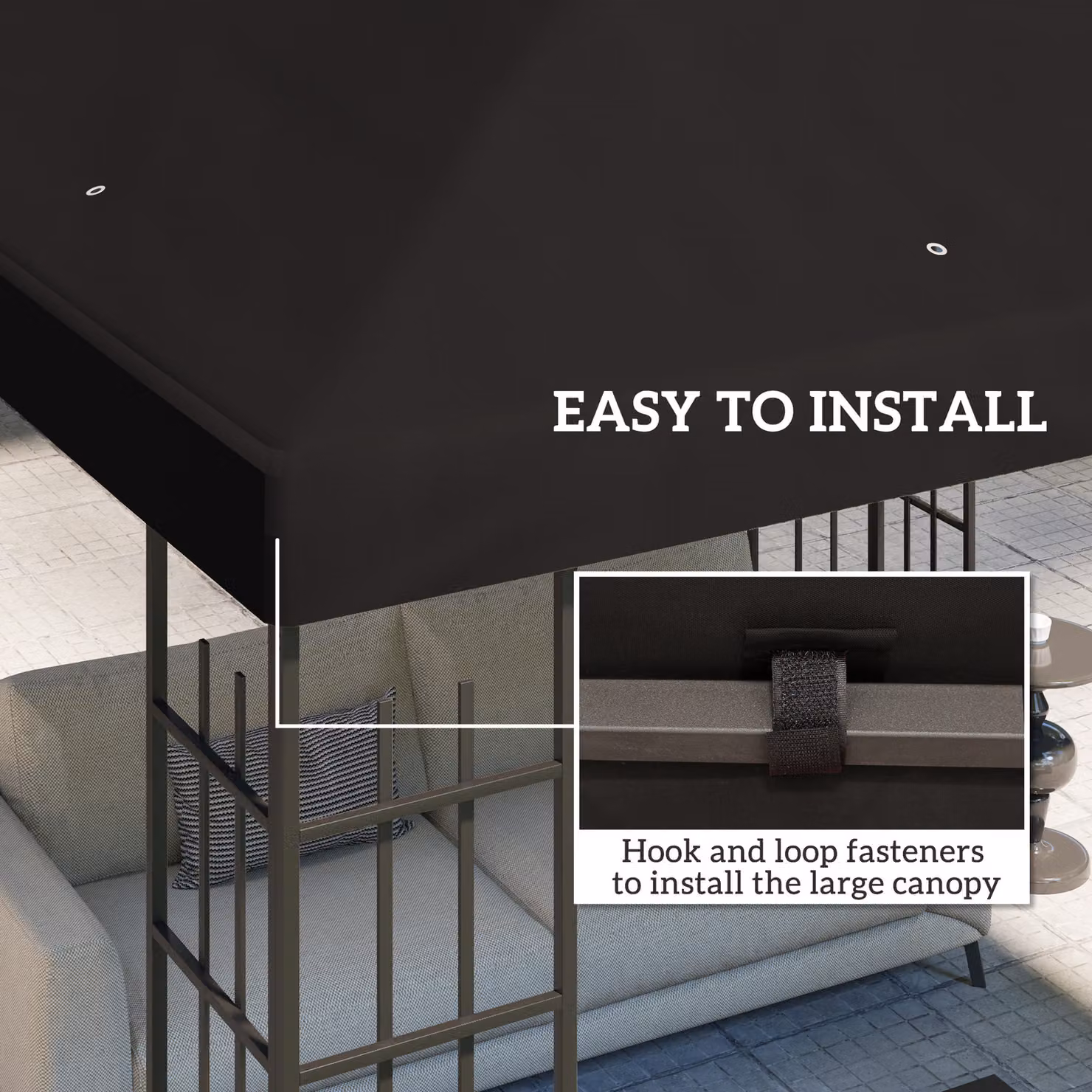 Outsunny Black Polyester Gazebo Replacement Canopy with UPF 50+ Protection, 3 x 3 m – 5