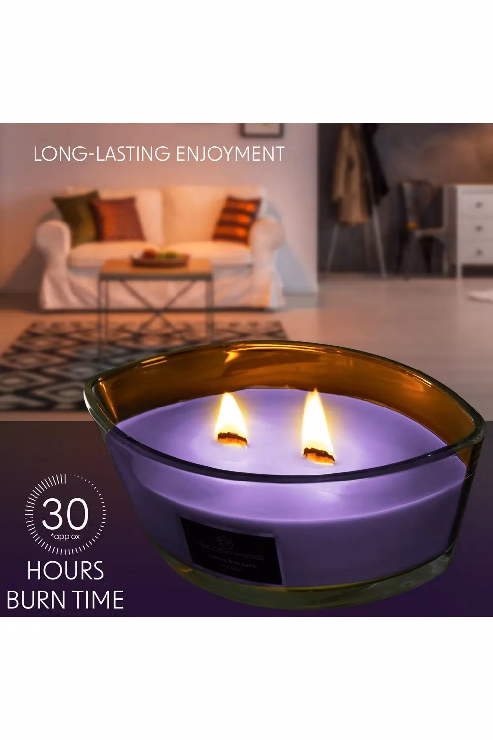 Deco Express Black Cherry Scented Woodwick Candle in Purple with 50 Hour Burn Time – 9