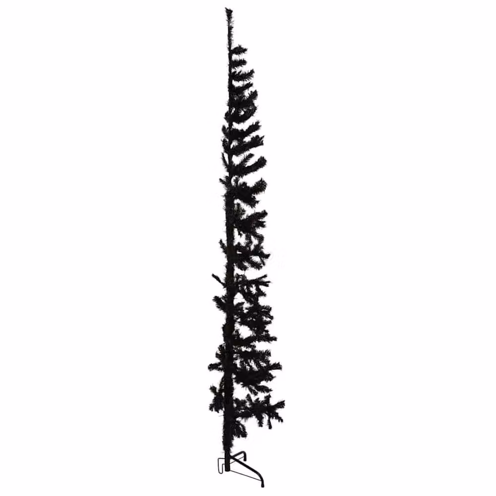 Berkfield Home Slim Artificial Half Christmas Tree with Stand, Black, Height: 210 cm