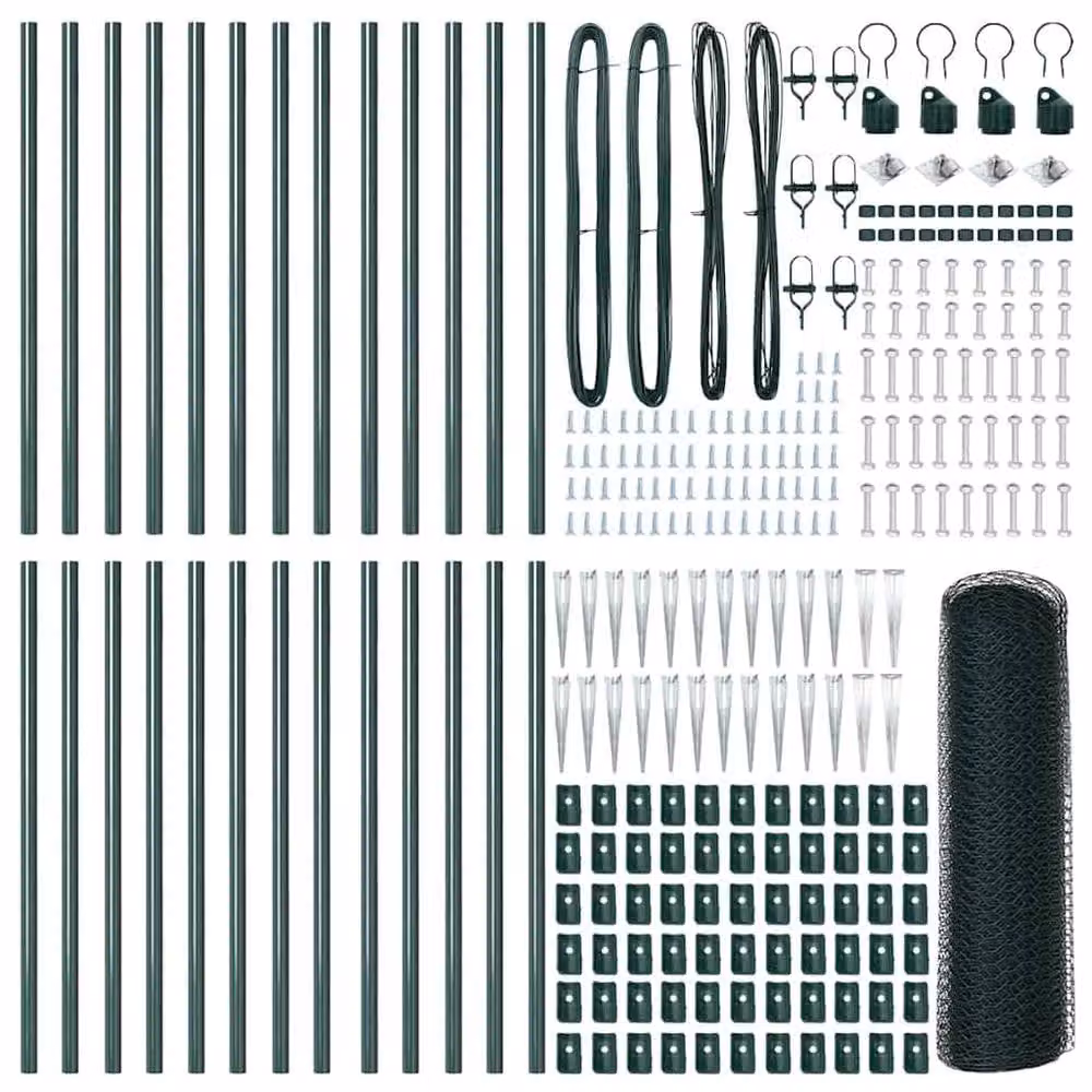 Berkfield Home Green Steel Hexagon Fence, 1 x 50 m – 4