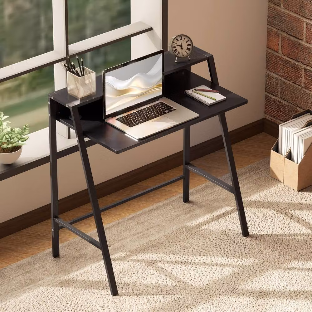 ERGOVEXA Black Minimalist Writing Desk and Computer Workstation – 2