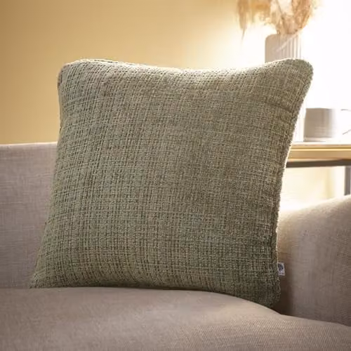 Appletree Green Chenille Square Cushion, W/D/H: 43 x 43 x 43 cm