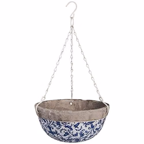 Esschert Design AC03 Metal Hanging Basket Planter, Multi-Colour, W/D/H: 26 x 26 x 12 cm