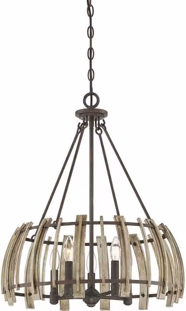 Loops 5 Bulb Rustic Black Metal Suspended Ceiling Pendant Light Fitting with E14 60W LED Compatibility