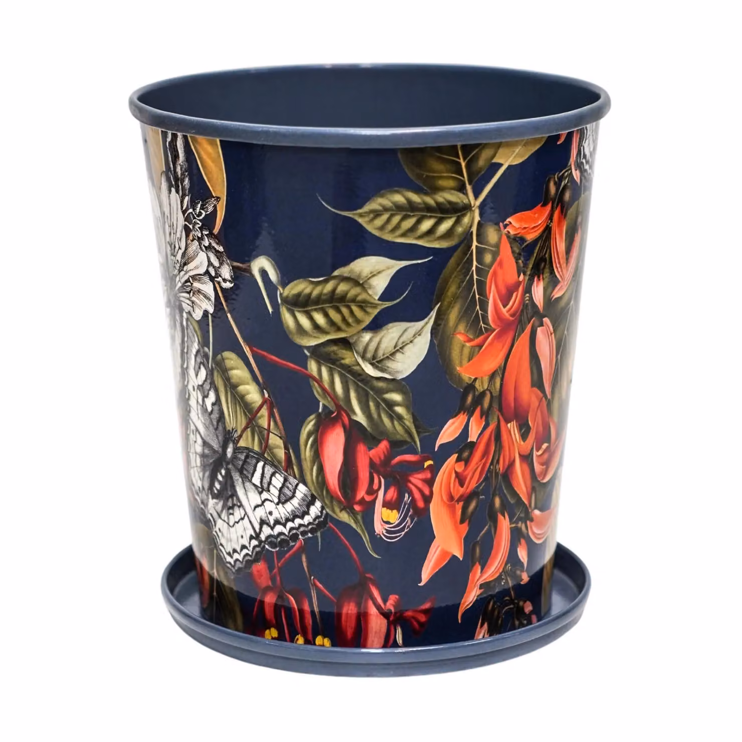 Royal Botanic Gardens Kew Temperate House Metal Planter with Detachable Saucer, Blue and Multicolour, Diameter: 16 cm – 2