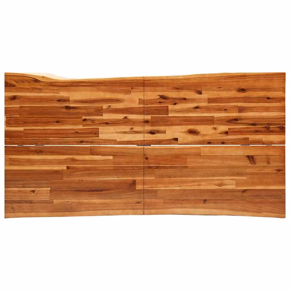 Berkfield Home Beautiful Live Edge Acacia Solid Wood Dining Table in Brown, W/D/H: 160 x 80 x 75 cm – 4