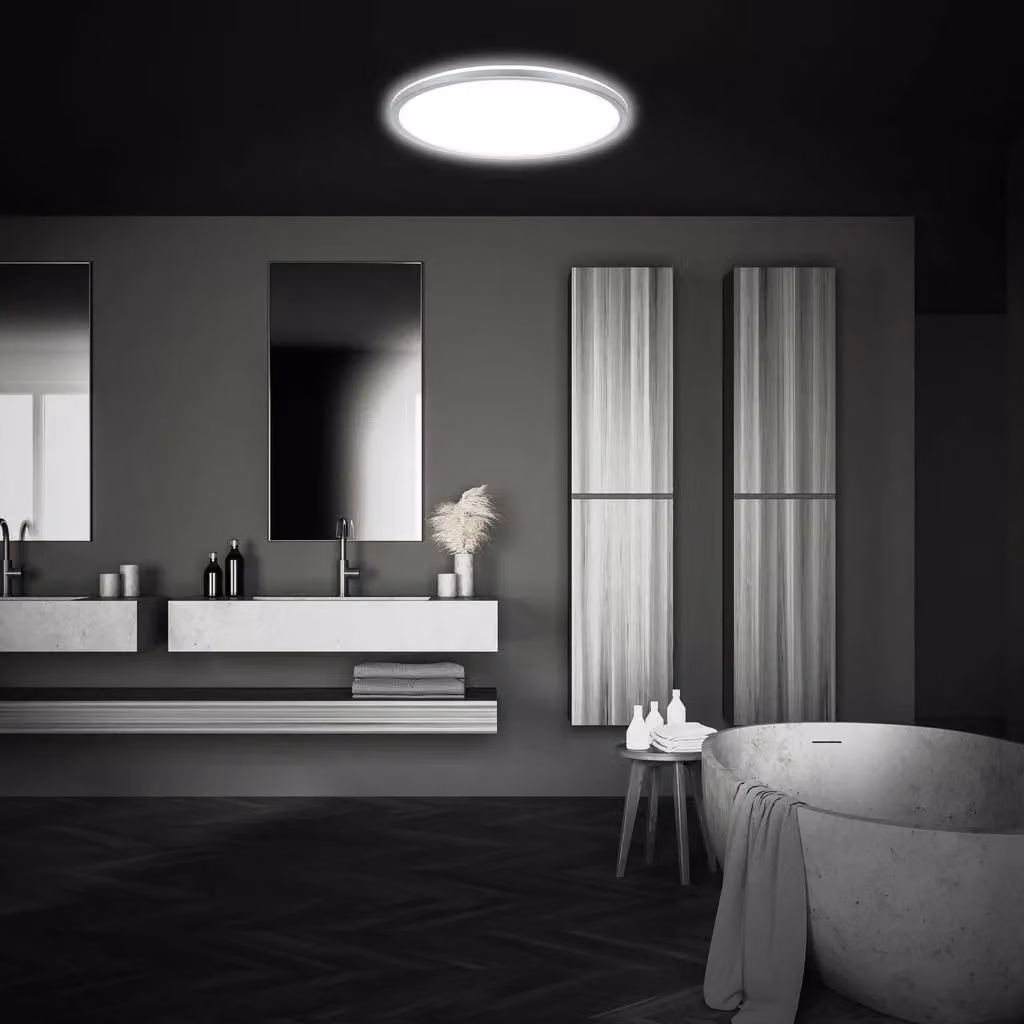Briloner LED Ceiling Lamp with Indirect Light, IP44 Splash Water Protection, Matt Chrome/Silver, W/D/H: 29 x 29 x 4 cm – 4