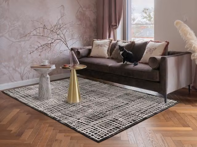 Desire Rugs Abstract Modern Black Rectangular Area Rug W: 230 cm, D: 160 cm